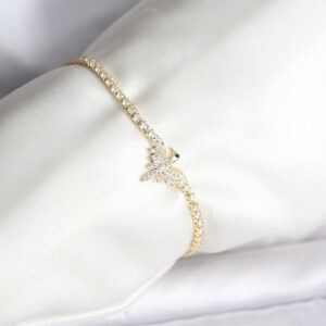 Tegan Anka Kuşu Model Zirkon Taşlı Gold Renk Pirinç Su Yolu Kadın Bileklik TG27BB8098