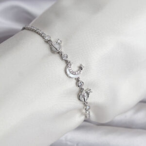 Tegan Charmlı Model Zirkon Taşlı Gümüş Renk Su Yolu Kadın Bileklik TG27BB8109