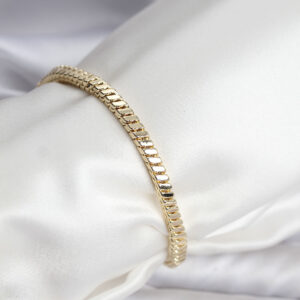 Tegan 14K Gold Renk Kaplama Kare Zincir Model CM Kadın Bileklik TG27BB8114