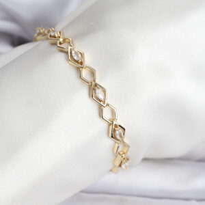 Tegan 14K Gold Renk Kaplama Baklava Dilim Model Kadın Bileklik TG27BB8115