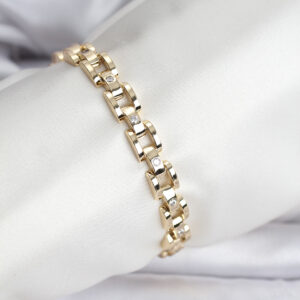 Tegan 14K Gold Renk Kaplama Zirkon Taşlı CM Kadın Bileklik TG27BB8117