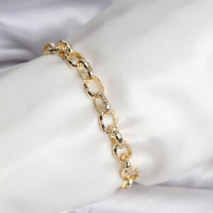 Tegan 14K Gold Renk Kaplama Lazerli Zincir Model CM Kadın Bileklik TG27BB8136