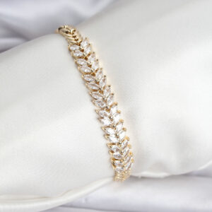 Tegan 14K Gold Renk Kaplama Başak Model Zirkon Taşlı CM Kadın Bileklik TG27BB8124