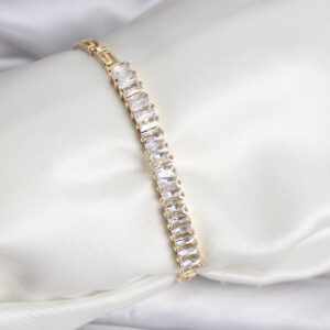 Tegan 14K Gold Renk Kaplama Zirkon Taşlı Baget Model CM Kadın Bileklik TG27BB8126