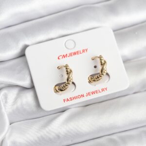 Tegan 14K Gold Renk Kaplama Burgu Model CM Kadın Küpe TG27BKP11402