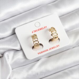 Tegan 14K Gold Renk Kaplama Samanyolu Model CM Kadın Küpe TG27BKP11406