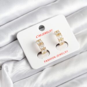 Tegan 14K Gold Renk Kaplama Zirkon Taşlı CM Kadın Küpe TG27BKP11419