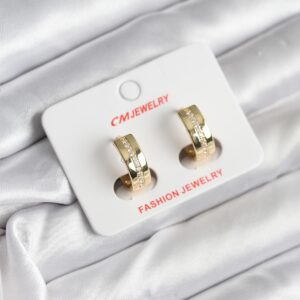 Tegan 14K Gold Renk Kaplama Zirkon Taşlı Halka Model CM Kadın Küpe TG27BKP11418