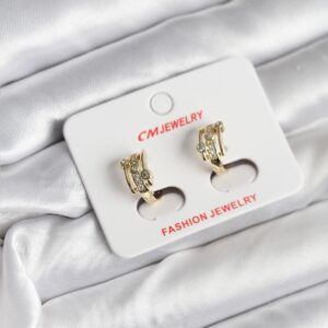 Tegan 14K Gold Renk Kaplama Yarım Halka Zirkon Taşlı CM Kadın Küpe TG27BKP11417