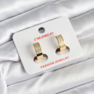 Tegan 14K Gold Renk Kaplama Zirkon Taşlı Halka CM Kadın Küpe TG27BKP11428