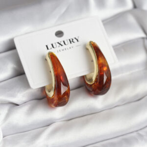 Tegan Pirinç Gold Renk Kahverengi Vintage Kadın Küpe TG27BKP11433