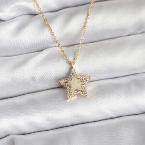 Tegan Pirinç Gold Renk Zincirli Yıldızlı Model Kadın Kolye TG27BKO10751