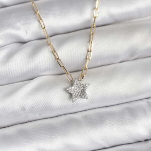 Tegan Pirinç Gold Renk Zincirli Zirkon Taşlı Minimal Yıldız Model Kadın Kolye TG27BKO10752