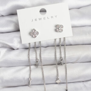 Tegan Pirinç Gümüş Renk Yonca Model Sallantılı Kadın Küpe TG27BKP11454