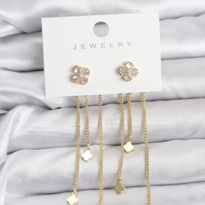 Tegan Pirinç Gold Renk Yonca Model Sallantılı Kadın Küpe TG27BKP11455