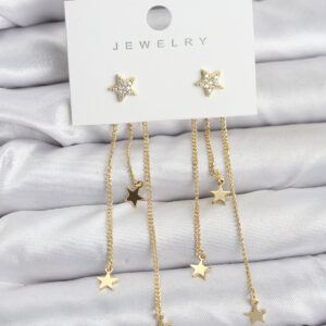 Tegan Yıldız Model Gold Renk Pirinç Sallantılı Kadın Küpe TG27BKP11463