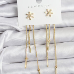 Tegan Çiçek Model Gold Pirinç Sallantılı Kadın Küpe TG27BKP11465