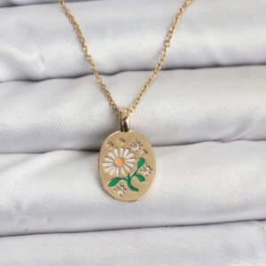 Tegan 316L Çelik Zincir Papatya Figürlü Kadın Kolye TG27BKO10756