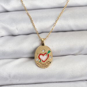 Tegan 316L Çelik Zincir Gold Renk Kalp Figürlü Kadın Kolye TG27BKO10757