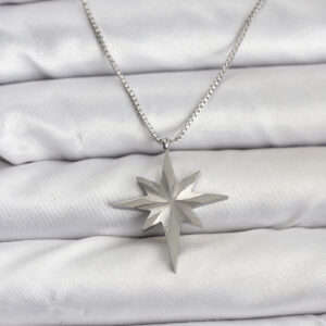 Tegan 316L Çelik Zincir Gümüş Renk Kutup Yıldızı Model 60 cm Zincir Kadın Kolye TG27BKO10758