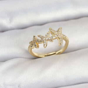 Tegan Pirinç Yıldız Model Gold Renk Kadın Yüzük TG27BYK3917