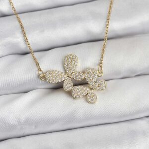 Tegan 316L Çelik Zincir Gold Renk Zirkon Taşlı Kelebek Model Kadın Kolye TG27BKO10769