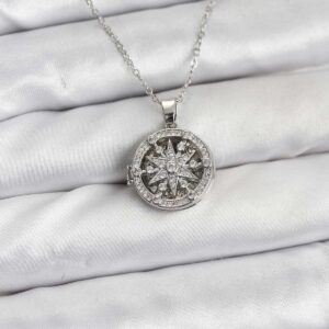 Tegan 316L Çelik Zincir Gümüş Renk Kutup Yıldızı Kapaklı Model Kadın Kolye TG27BKO10774