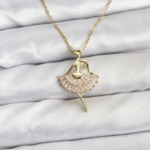 Tegan 316L Çelik Zincir Gold Renk Balerin Model Kadın Kolye TG27BKO10775