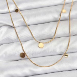 Tegan 316L Çelik Zincir Gold Renk Pullu Kadın Kolye TG27BKO10787