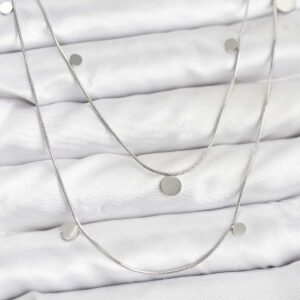 Tegan 316L Çelik Zincir Gümüş Renk Pullu Kadın Kolye TG27BKO10788