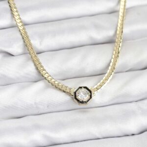 Tegan Gold Renk Pirinç Zirkon Taşlı Kadın Kolye TG27BKO10792