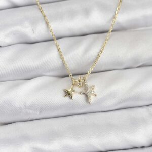 Tegan Pirinç Gold Renk Yıldız Minimal Kadın Kolye TG27BKO10797