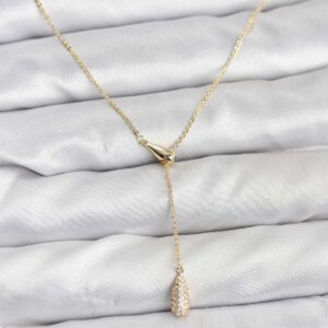 Tegan Pirinç Gold Renk Asansörlü Damla Model Kadın Kolye TG27BKO10799