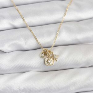 Tegan Pirinç Gold Renk Minimal Charmlı Kadın Kolye TG27BKO10803