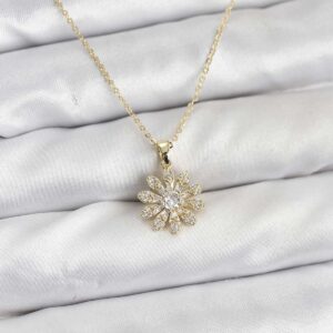 Tegan Pirinç Gold Renk Çiçek Model Kadın Kolye TG27BKO10805