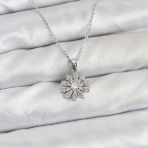 Tegan Pirinç Gümüş Renk Çiçek Model Kadın Kolye TG27BKO10806