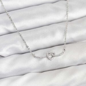 Tegan Pirinç Gümüş Renk Düğüm Kalp Model Kadın Kolye TG27BKO10808