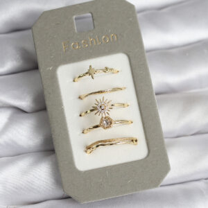 Tegan Pirinç Gold Renk 5'li Yüzük Seti TG27BYK3925