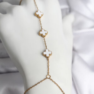 Tegan 316L Çelik Gold Renk Beyaz Yonca Model Kadın Şahmeran TG27SN734