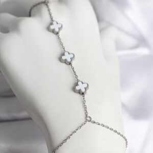 Tegan 316L Çelik Gümüş Renk Beyaz Yonca Model Kadın Şahmeran TG27SN735