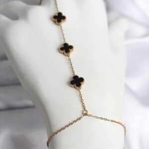 Tegan 316L Çelik Gold Renk Siyah Yonca Model Kadın Şahmeran TG27SN736