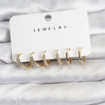 Tegan Zirkon Taşlı Gold Renk Pirinç Kadın Küpe Seti TG27BKP11481