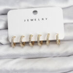 Tegan Gold Renk Pirinç Zirkon Taşlı Halka Kadın Küpe Seti TG27BKP11487