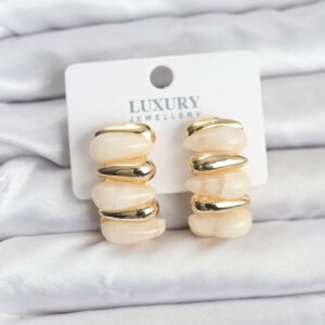 Tegan Krem Renk Pirinç Vintage Kadın Küpe TG27BKP11492