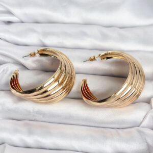 Tegan 316L Çelik Gold Renk Yarım Halka Model Kadın Küpe TG27BKP11502