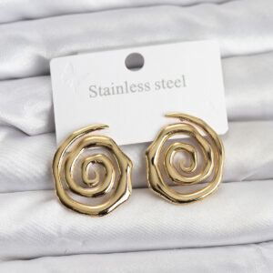 Tegan 316L Çelik Gold Renk Sarmal Model Kadın Küpe TG27BKP11578
