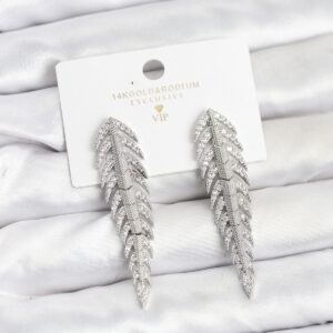 Tegan Pirinç Gümüş Renk Balık Sırtı Model Zirkon Taşlı Kadın Küpe TG27BKP11517