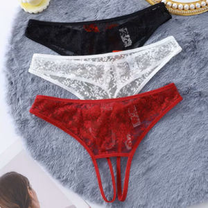 Tegan Kadın 3'lü Seksi Ağ Bölgesi Açık Dantelli Tanga Seti TG270055