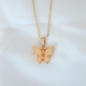 Tegan Gold Kaplama Sarı Renk Sedefli Kelebek Kolye TG27BKO6439