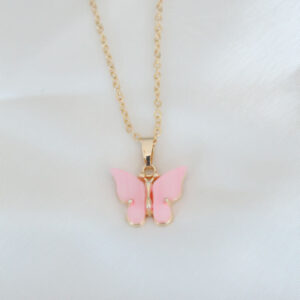 Tegan Gold Kaplama Pembe Sedefli Kelebek Kolye TG27BKO6440